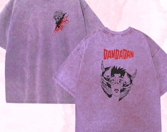 Embroidered Anime Washed Shirt: Alien Ghost Seiko Turbo Design, Christmas Gifts for Dandadan Lover