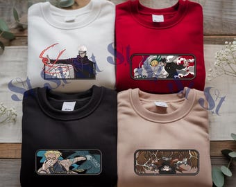 Sweat-shirt brodé inspiré de l'anime : Sorcery Battle - Malédiction Technique, cadeau idéal pour les fans de JJK