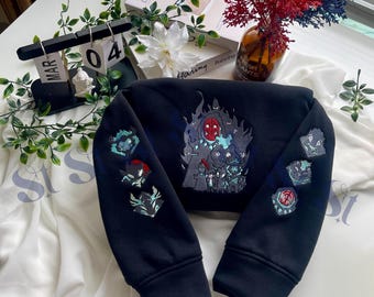 Geborduurd anime-sweater: op het levelingsysteem geïnspireerde trui, Monarch of Shadows-hoodie