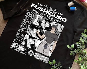 Tovenarijgevecht print mix borduurwerk anime sweatshirt, Tenyo Jubaku-ontwerp, cadeaus voor JJK-liefhebbers