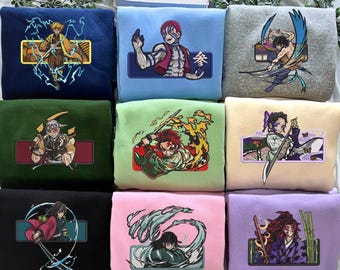 Sudadera con capucha de anime bordada: sudadera con capucha de habilidad respiratoria, arte sangriento, diseño inspirado en Kny