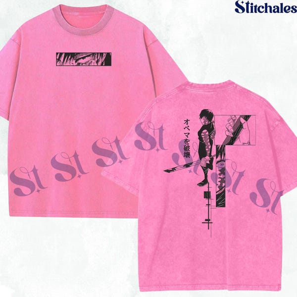 Embroidered Anime Washed Shirt: Tenyo Jubaku Tshirt, Sorcery Battle Design