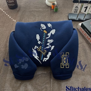 Besticktes Anime-Sweatshirt, Dämonenkiller-Pullover, Nebelatmungs-Hoodie, Design mit Nebelspritzern, perfektes Geschenk für Anime-Liebhaber