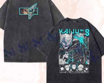 Geborduurd en gewassen anime-shirt met print: Monster No. 8 - close Range Burst-ontwerp, Kaijuu Defense Force-top, cadeaus voor animeliefhebbers