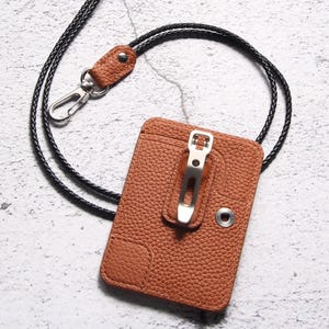 Porte-cartes fin en cuir, porte-cartes d'identité personnalisé avec clip amovible, 3 emplacements pour cartes de crédit, mini porte-cartes, cadeau parfait pour papa