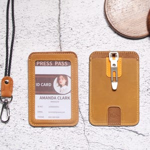 Tarjetero de cuero fino, tarjetero personalizado para identificación y tarjetas de visita con clip de metal y 2 ranuras para tarjetas, regalo personalizado perfecto para él