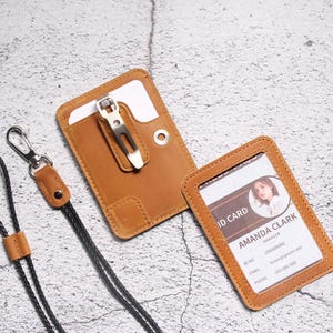 Porte-cartes fin en cuir, porte-cartes d'identité personnalisé avec clip amovible, 3 emplacements pour cartes de crédit, mini porte-cartes, cadeau pour la fête des pères