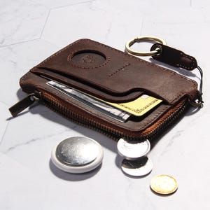 Einzigartige personalisierte Geschenke für sie: Leder Beutel Geldbörse, minimalistische Brieftasche, niedliche kleine Geldbörse für Frauen, Reißverschluss Kartenhalter, Schlüsselanhänger Brieftasche