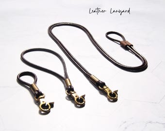 Handmade Leather Lanyard and Keychain Set, Lanyard for ID Badge Keys, Teacher Lanyard