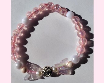 Pink Rose Butterfly Bracelet