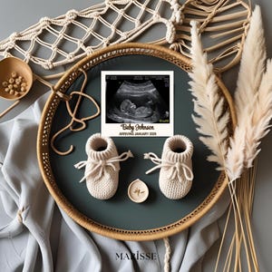 Boho Pregnancy Announcement: Editable Baby Reveal Card (Digital Download