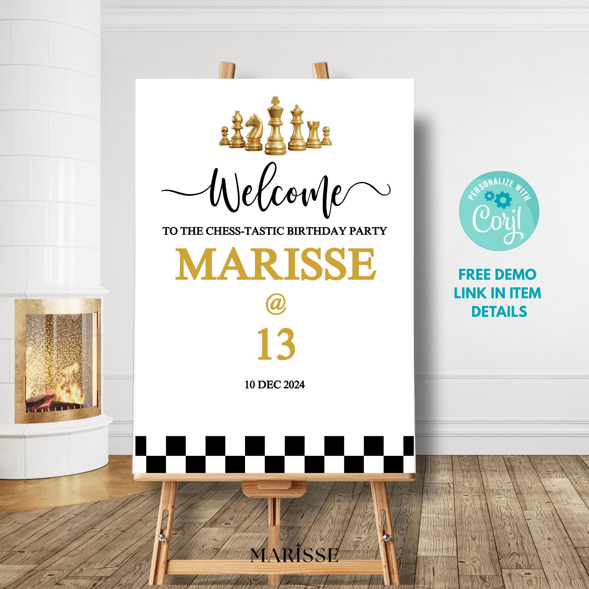 Chess Birthday Party Decorations - Chess Party Supplies Including Happy