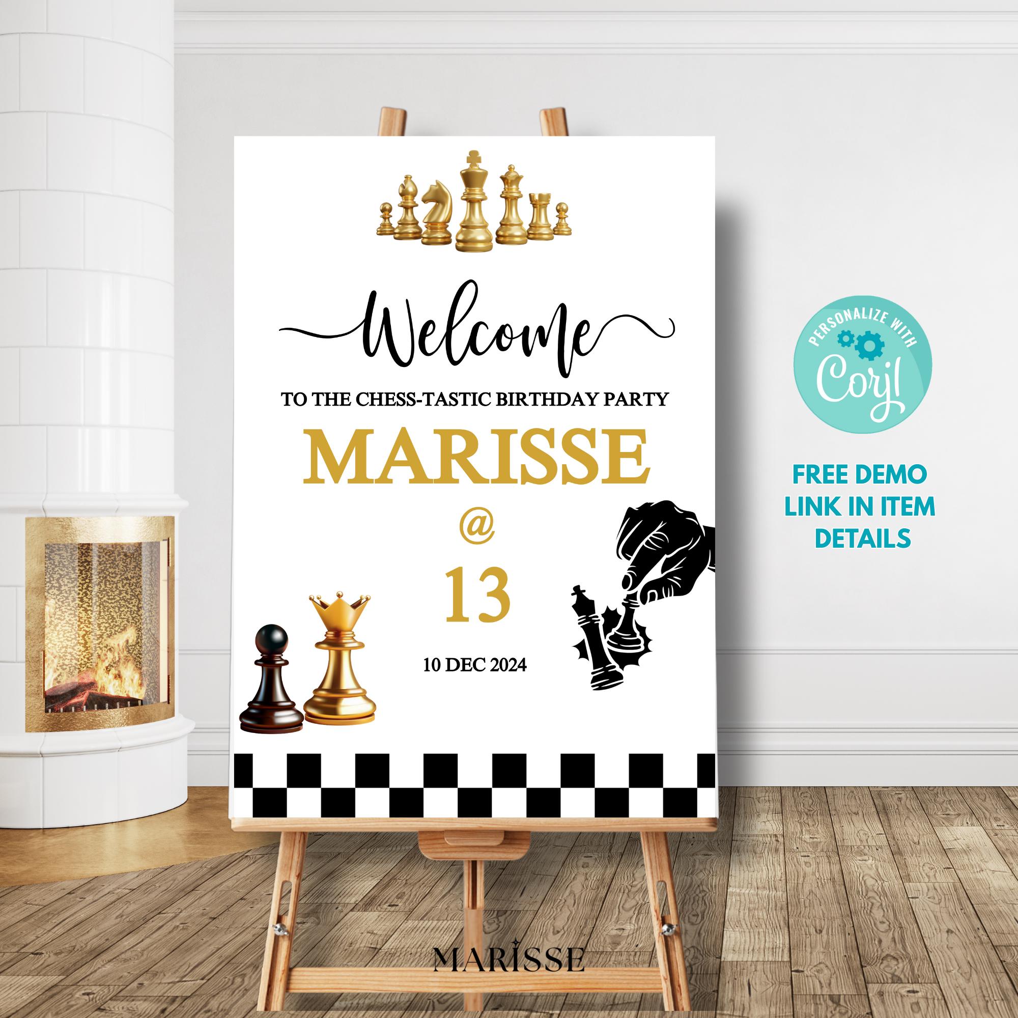 Editable Chess Birthday Welcome Sign Digital Download Printable Party  Entrance Decor for Kids or Teen Chess-themed Celebration - Etsy Israel, image size:2000x2000
