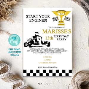 Editable Race Car Birthday Invitation Car Lover Party Invite Boys Racing Theme Birthday Card Digital Download Printable Invite Template