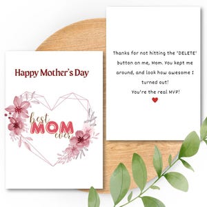 Biglietto d'auguri per la festa della mamma con il cuore - Elegante biglietto d'auguri floreale per la mamma, biglietto per la migliore mamma di sempre, biglietto per occasioni speciali, finitura opaca premium