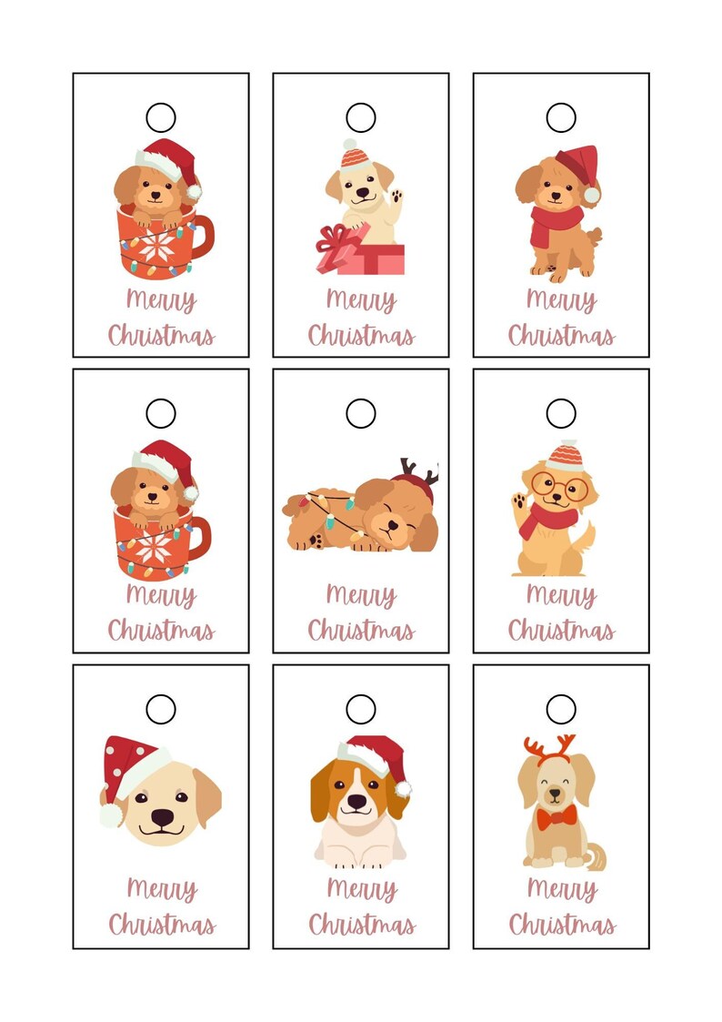Christmas Gift Tags, Printable, Instant Download, Dog Christmas Tags ...