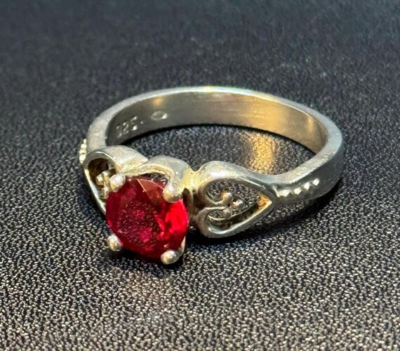 Red Ruby and Sterling Silver Ring - size 8.25 - image 2