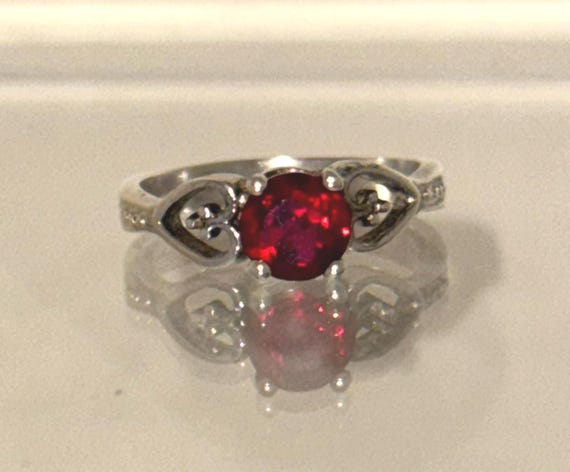 Red Ruby and Sterling Silver Ring - size 8.25 - image 4