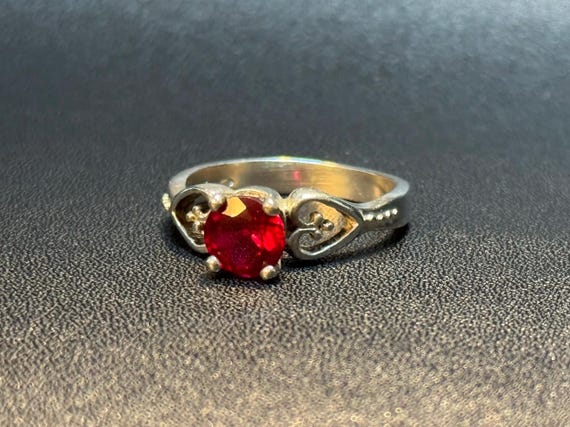Red Ruby and Sterling Silver Ring - size 8.25 - image 1