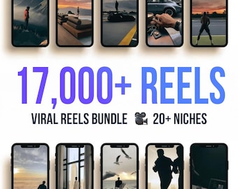 17 000+ virala ansiktslösa videorullar + BONUS med redigeringstillbehör, estetiska rullar, trendiga rullar, digital marknadsföring för Tiktok, Instagram