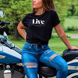 Live the Red Words Shirt or Crewneck | Christian Apparel for Adults | Matthew 22:37-40 Shirt | Love Your Neighbor Shirt | Faith-Based Gift
