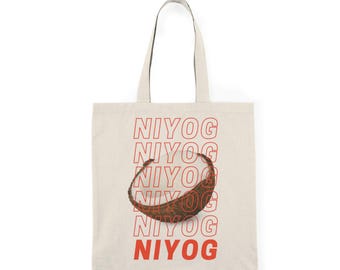 Filipino Coconut Tote Bag, Natural Cotton Canvas Reusable Grocery Bag