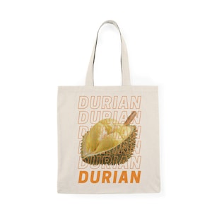 Filipino Tote Bag Cotton Street Style Tote for Foodie Grocery Bag Reusable Shoulder Bag Farmers Market Tote Durian