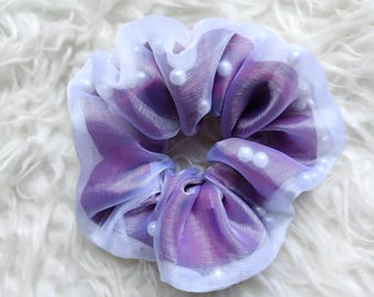 Beaded Organza Scrunchie: Layered Bridal Hair Accessory