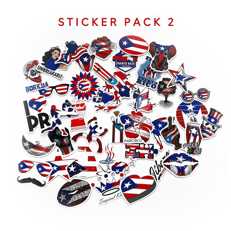 Puerto Rico Sticker Logo Puerto Rico Boricua Sticker Pack - Etsy