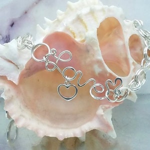 Qute Expresiones Pulsera de Carta de Amor;  Joyería de palabras de alambre; Joyería de declaración; Arte Wearable