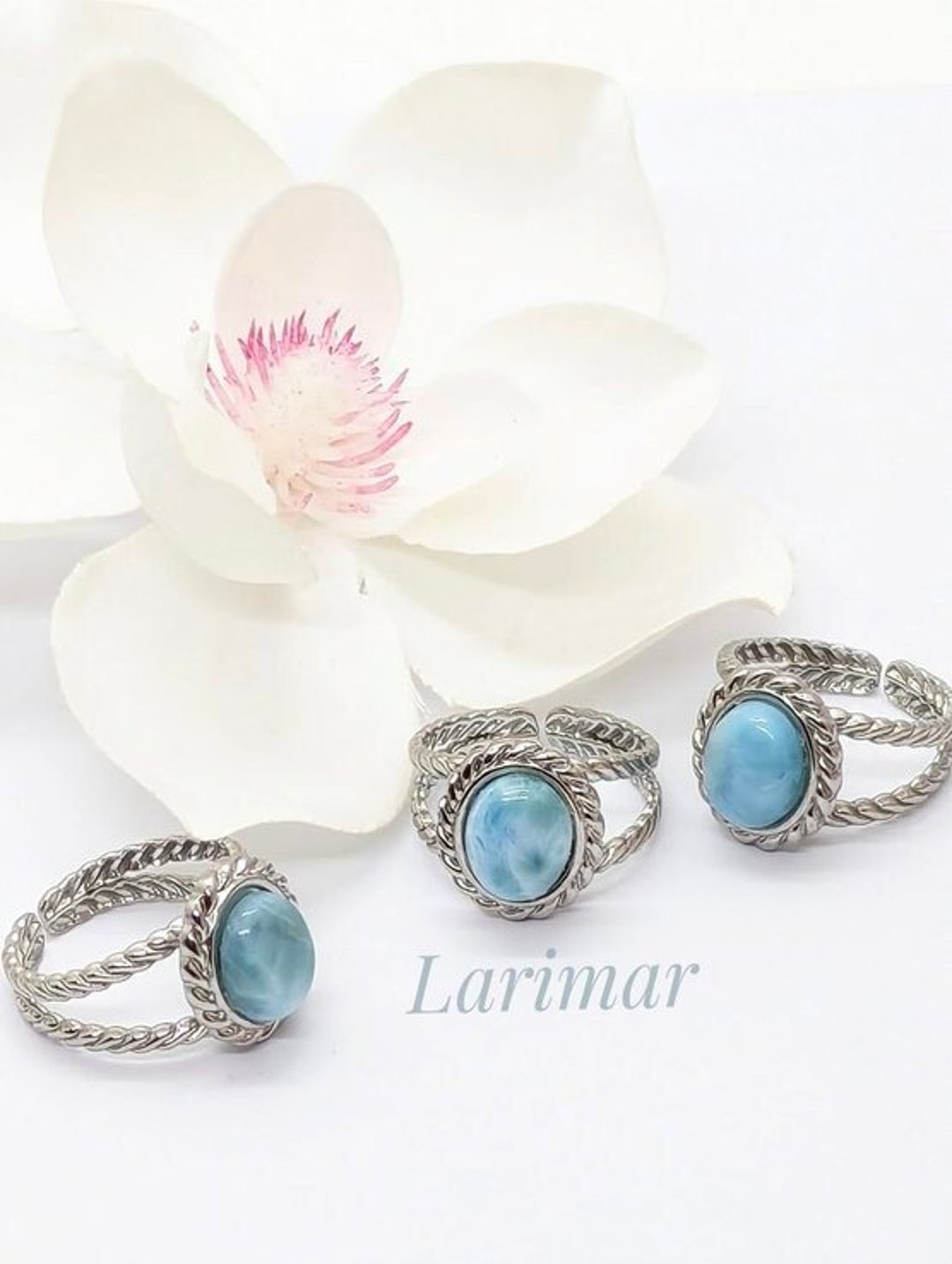 Open Rope Ring Qute Rings Larimar Nautical Rope Open Cuff Rings, Adjustable Size 7-10 ...