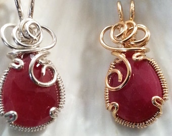 Petite Ruby Birthstone Wire Wrap Pendant