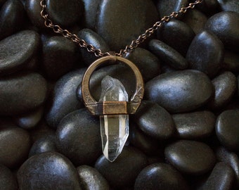 Raw Quartz Necklace | Copper Electroformed Jewelry | Crystal Jewelry | Copper Necklace | Raw Quartz Pendant | Quartz & Copper | Gift for Her