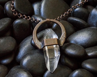Raw Quartz Necklace | Copper Electroformed Jewelry | Crystal Jewelry | Copper Necklace | Raw Quartz Pendant | Quartz & Copper | Gift for Her