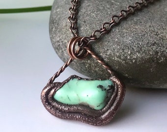 Collar de cobre turquesa electroformado / Colgante bohemio esculpido