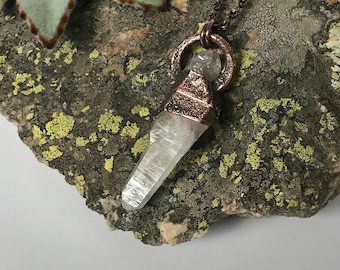 Raw Quartz Necklace | Copper Electroformed Jewelry | Crystal Jewelry | Copper Necklace | Raw Quartz Pendant | Quartz & Copper | Gift for Her