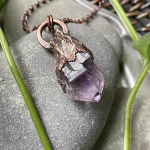 Raw Amethyst Necklace | Electroformed Jewelry | Crystal Jewelry | Amethyst Pendant | Boho Chic | Gift for Her