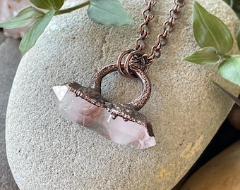 Electroformed Copper Raw Quartz Crystal Necklace | Handmade Jewelry