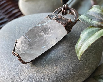 Raw Quartz Necklace | Copper Electroformed Jewelry | Clear Quartz | Raw Stone | Raw Crystal Pendant | Crystal Jewelry | Crystal Necklace