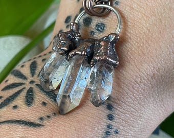Electroformed Copper Raw Quartz Pendant | Sterling Silver Necklace