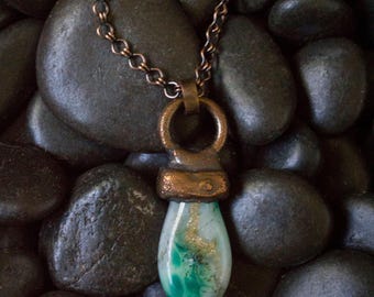 Electroformed Copper Glass Pendant Necklace | Unique Handmade Jewelry