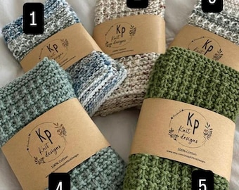 Handmade Cotton Knit Dishcloth Set: Scrubby Texture, Hostess, gift, housewarming, baby wash cloth