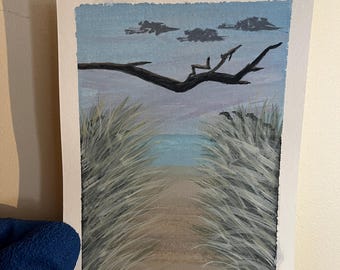 Original Gouache Painting – Ellisville Harbor State Park, Massachusetts | 5x7 Coastal Art
