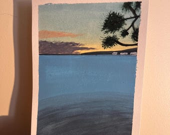 Original Gouache Painting – Bumpus Park Blue Dream, Duxbury Massachusetts | 5x7 Coastal Art