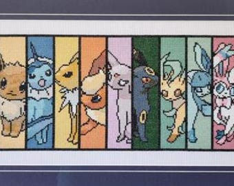 Eeveelutions cross stitch pattern