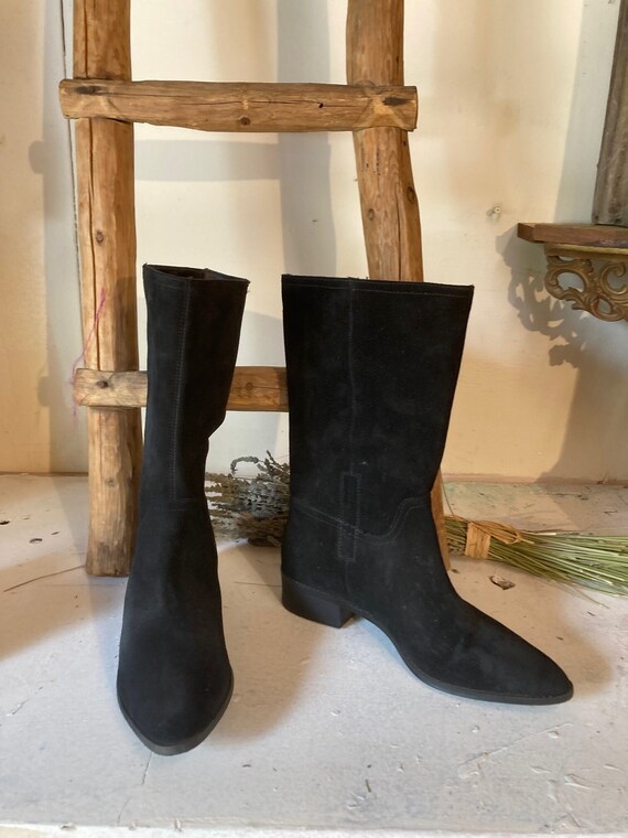 RARE Vintage Chic LUCKY BRAND Black Suede Boots Mid calf Womens Excellent Condition Soles Like New 11 Runs Small More Like 10.5 Etsy UK