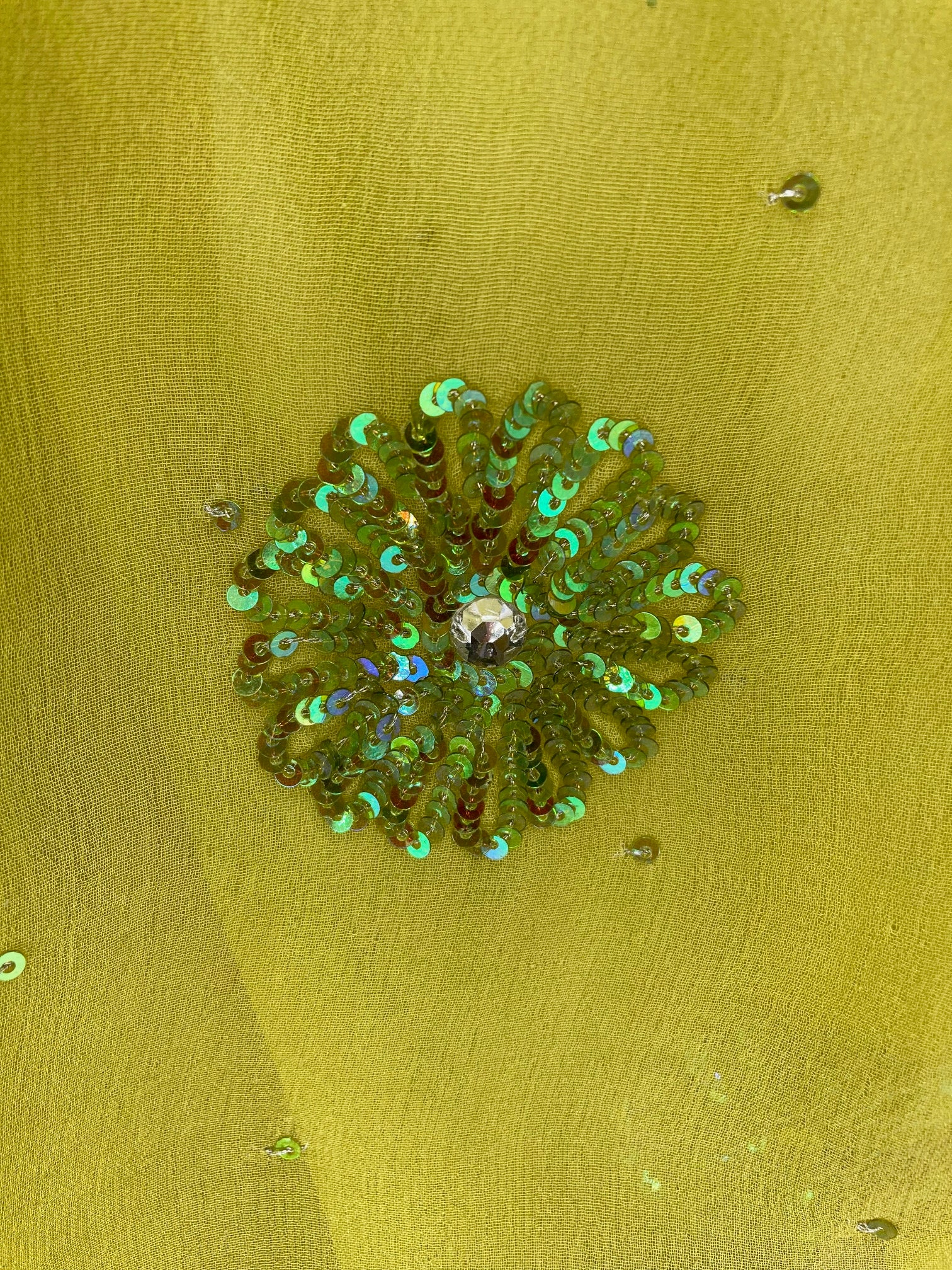 Vintage Art to Wear Beaded Chiffon 100 Silk Shawl/decorative