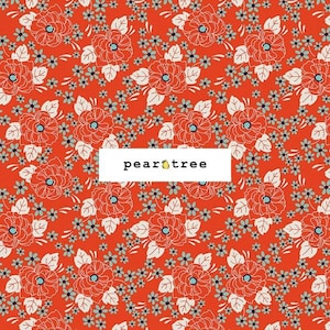 Magnolia Outline Red by Paintbrush Studio Fabrics | PBS Japanese Garden Collection | Paintbrush Studio Fabric | PBS Fabric | 120-22054