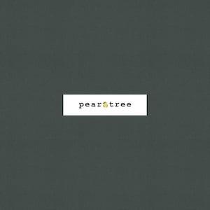 May include: A dark green background with a white rectangle in the center. The rectangle contains the text "peartree" in black font.