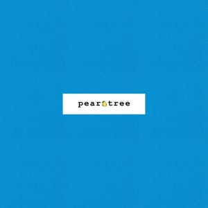 May include: A white rectangle with the text "peartree" in black font. A small yellow pear icon is centered between the words "pear" and "tree".